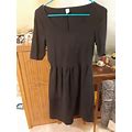 Womens Old Navy 3/4 Length Sleeve Solid Black Fit & Flare Skater Dress Size XS