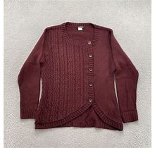 Venus Womens Cardigan Sweater Maroon Button Front Cable Knit Size Xl