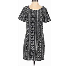 Hollister Casual Dress - Shift Crew Neck Short Sleeve: Black Aztec Or Tribal Print Dresses - Women's Size X-Small
