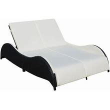 Vidaxl Patio Lounge Chairs Sunbed Sunlounger With Cushion Poly Rattan Black, Outdoor Chairs