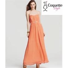 French Connection Dresses | French Connection Primrose Stripe Strapless Maxi | Color: Orange | Size: 12
