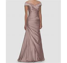 $418 La Femme Women's Pink Off The Shoulder Ruched A-Line Gown Dress
