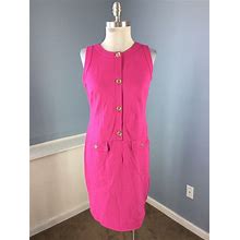 Talbots S 4 P Bright Pink Fuschia Pink Ponte Shift Dress Pockets