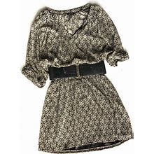 Express Dresses | Express Paisley Belted Dress Small 4 / 6 | Color: Black/Cream | Size: Various