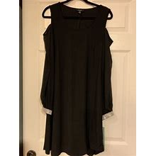 Msk Cold Shoulder Dress With Long Sheer Sleeves And Embellished Cuffs