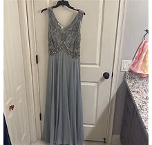 J Kara Dresses | J Kara Silver Beaded Evening Dress | Color: Silver | Size: 14