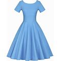 Gowntown Women's 1950S Vintage Dresses Short Sleeves Cocktail Stretchy Party Dresses With Pocket