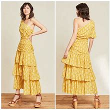 Veronica Beard Dresses | Nwt Veronica Beard Dress Virginia Floral One Shoulder Size: 10 | Color: Yellow | Size: 10