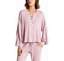 Midnight Bakery Women's Blair Hacci Long Sleeve Pajama Top - Pink - Size S