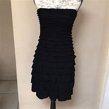 Express Dresses | Express Tiered Strapless Dress In Black. Size Small | Color: Black | Size: S