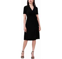 Msk Petite Short-Sleeve Side-Tied Dress - Black