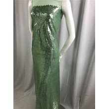 Mermaid Fabric - Mint Green Mini Sequins Embroidered Mesh Dress Top By
