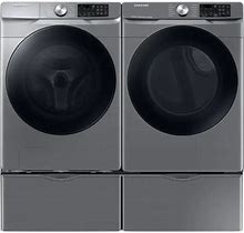 Samsung WF45B6300A-DVE45B6300-WE402N 27 Inch Wide 4.5 Cu. Ft. Front Loading Washer And 27 Inch Wide 7.5 Cu. Ft. Front Loading Electric Dryer Laundry