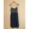 Needle & Thread Navy Blue Dress Size 4. Wtule Skirt And Beaded Bodice.