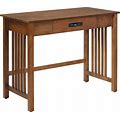 OSP Home Furnishings Sierra Writing Desk With Pull-Out Drawer And Mission Style Side Panels, Ash Brown