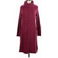 Talbots Casual Dress - Sweater Dress Turtleneck Long Sleeve: Burgundy Dresses - Women's Size Medium Petite