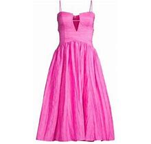 Liv Foster Women's Crinkle A-Line Midi-Dress - Hot Pink - Size 8