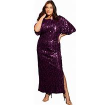 Plus Size Women's Sequin Midi Dress By June+Vie In Dark Berry (Size 22/24)