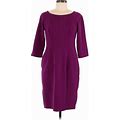 Nine West Casual Dress - Sheath Boatneck 3/4 Sleeve: Purple Solid Dresses - Women's Size 10