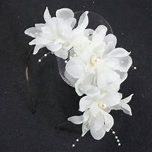 1Pc Wedding Flower Crown Headband With Mesh And Flowers For Bride Boho,One-Size