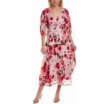 Taylor Womens Jacquard Midi Dress, 10, Red
