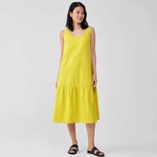 Eileen Fisher | Women's Organic Cotton Ripple Tiered Dress | Yellow | Size: Petite Large Petites