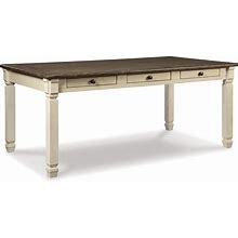 Signature Design By Ashley Bolanburg Farmhouse Dining Table With Drawers, Seats Up To 6, Whitewash