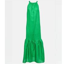 Asceno, Ibiza Linen Maxi Dress, Women, Green, M, Dresses