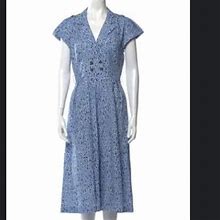 Lela Rose Dresses | Lela Rose Cotton Belted Pocketed Print Fit Flare Double Breast Euc Dress | Color: Black/Blue | Size: 10