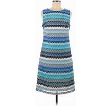 Style&Co Casual Dress Crew Neck Sleeveless: Blue Dresses - Women's Size 6