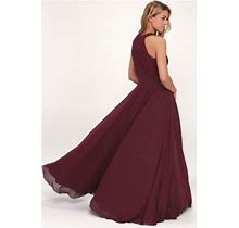 Lulus Dance All Evening Burgundy Lace Maxi Dress Semi Formal Lace