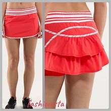 Lululemon Athletica Skirts | Lululemon Run Track Attack Skort Stripe Love Red 8 | Color: Red/White | Size: 8