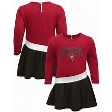 OUTERSTUFF Girls Infant Red/Pewter Tampa Bay Buccaneers Heart To Heart Jersey Tri-Blend Dress