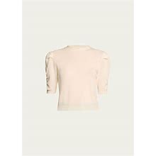 FRAME Ruched Cashmere Sweater Cream