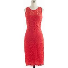 J. Crew Dresses | J. Crew Womens Coral Lace Sheath Midi Dress Floral Pattern Lace Size 14 | Color: Orange/Red | Size: 12