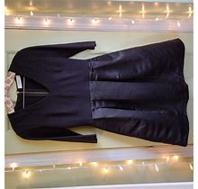 Jucca Dresses | Women's Jucca Black Bubble Pockets Skirt Semi Sleeve V-Neck Size 6 Lbd Dress | Color: Black | Size: 6