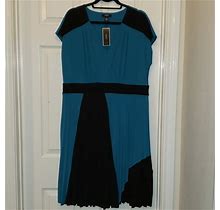 Alfani Dresses | Alfani Plus-Size Two-Toned Pleated Jersey Dress | Color: Black/Blue | Size: 2X