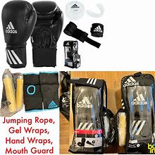 Adidas 12Oz Speed 50 Boxing Gloves Kit Incl. Jumping Rope, Gel Wraps,