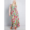 Modcloth Dresses | Modcloth Eyes On You Floral Maxi Dress Sz 3X Belted Tie Waist Button Down | Color: Green/Pink | Size: 3X