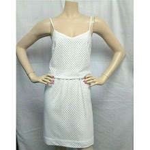 Ann Taylor Loft Dresses | "Loft" White Eyelet Overlay Top Career Casual Dress Size: 2P Nwt $80 | Color: White | Size: 2P