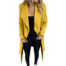Loopsun Womens Summer Savings Clothing 2023 Winter Coats,Fashion Womens Bandage Coat Cardigan Winter Solid Long Sleeve Outerwear