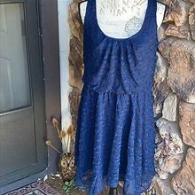 Love Reign Dresses | Navy Lace Lined Mini Formal Tank Dress 1X | Color: Blue | Size: 1X