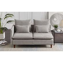 L-Shape Sectional Sofa Water Ripple Suede Comfortable Upholstered 3-Seat Modular Couch With Chaise Longue For Living Room - Grey