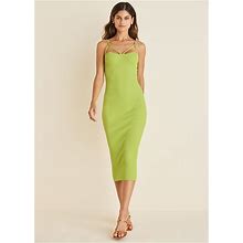 Women's Knit Strappy Midi Dress - Lime, Size L By Venus