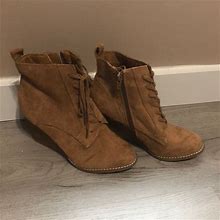 A New Day Shoes | A New Day Size 7 Faux Suede Wedge Booties | Color: Brown | Size: 7