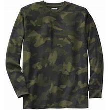 Men's Big & Tall Waffle-Knit Thermal Crewneck Tee By Kingsize In Olive Camo (Size 2XL) Long Underwear Top