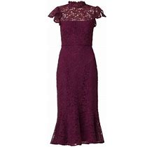 Shoshanna Women's Lea Lace Flounce Midi-Dress - Plum - Size 12