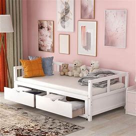 Extendable Twin White Daybed With Trundle Wood Daybed With Pull Out Trundle And 2-Drawers Twin To King Daybed Frame
