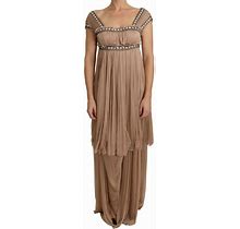 Dolce & Gabbana Dress Silk Brown Sleeveless Shift Maxi It36 / Us2 / Xs
