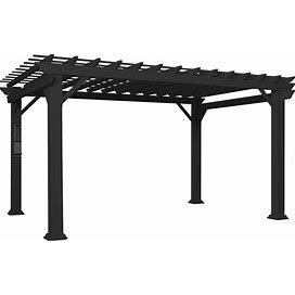 Backyard Discovery Stratford 10-Ft W X 14-Ft L X 7-Ft 10-3/4-In H Black Metal Freestanding Pergola With Canopy Stainless Steel | 2105058BCOM